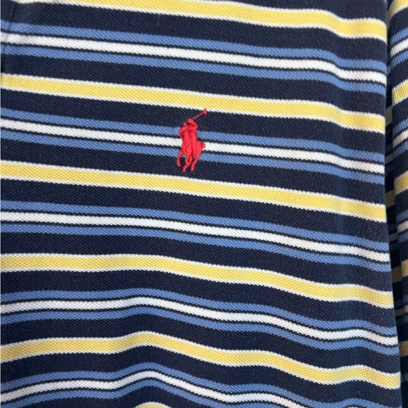 Polo by Ralph Lauren Men's Navy and Yellow Striped Polo Medium - Picture 3 of 7